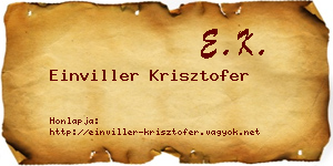 Einviller Krisztofer névjegykártya